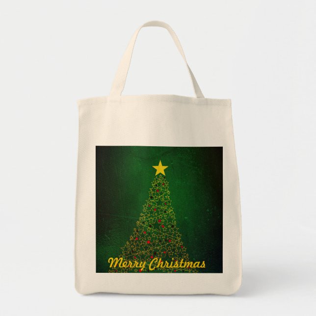 Star Christmas Tree Organic Shopping Bag (Front)