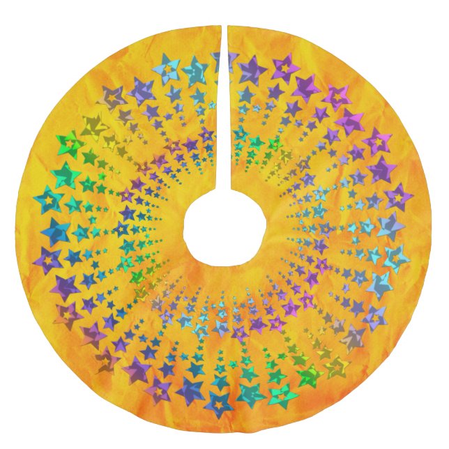 Star Circle coloured I + your backgr. & ideas Brushed Polyester Tree Skirt (Front)