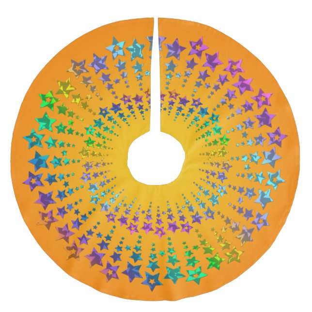 Star Circle coloured I + your backgr. & ideas Brushed Polyester Tree Skirt (Front)