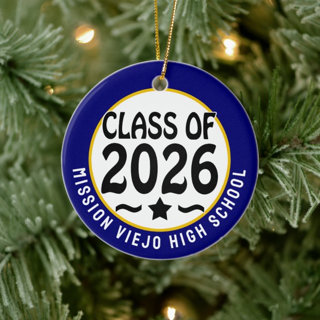 Star Class of 2026 Photo Graduation Ceramic Ornament (Tree)