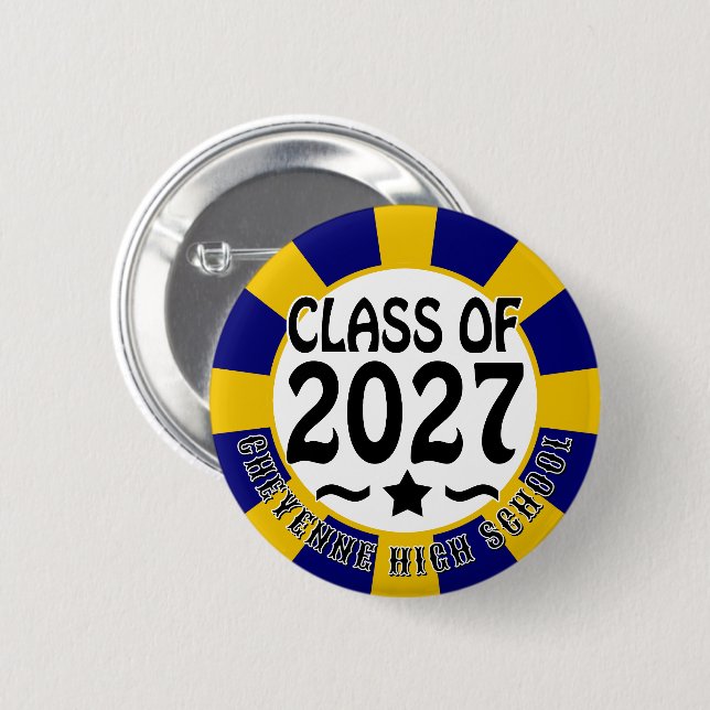 Star Class of 2027 Graduation 2 Inch Round Button (Front & Back)