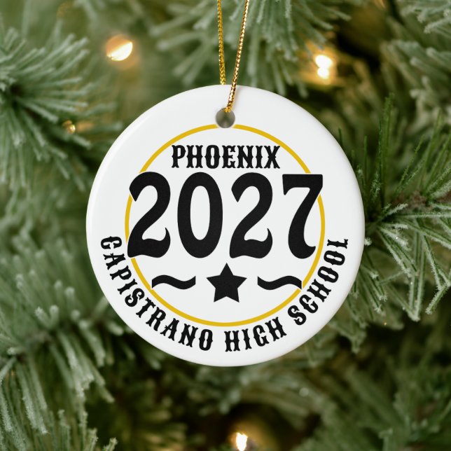 Star Class of 2027 Photo Graduation Ceramic Ornament (Tree)