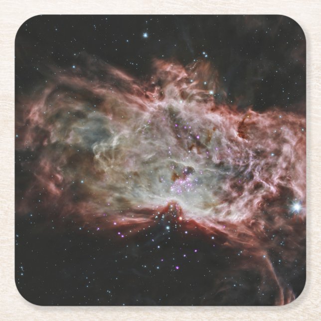 Star Clusters In The Centre Of The Flame Nebula. Square Paper Coaster (Front)