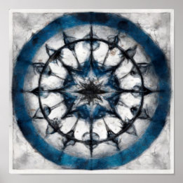 Star Compass Mandala Square Poster