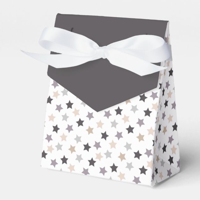Star Confetti (Warm Neutrals - Black) Favor Box (Front Side)