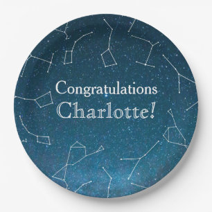 Star Constellations Space Baby Shower Paper Plate