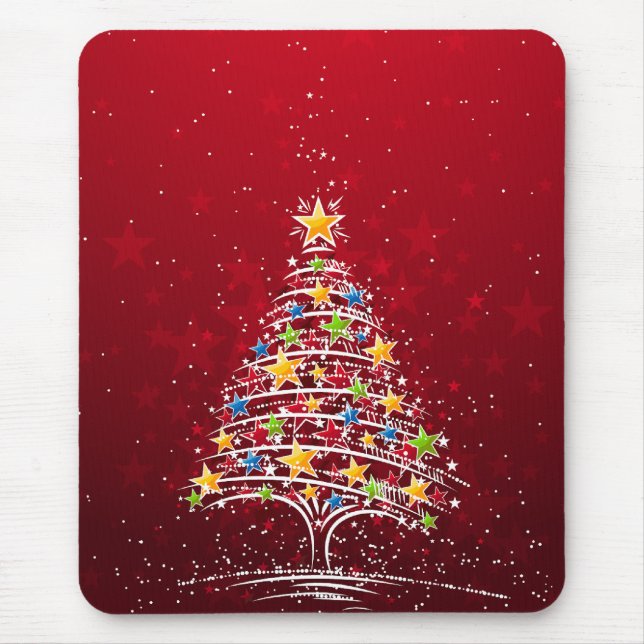 Star Covered Christmas Tree Mouse Pad (Front)
