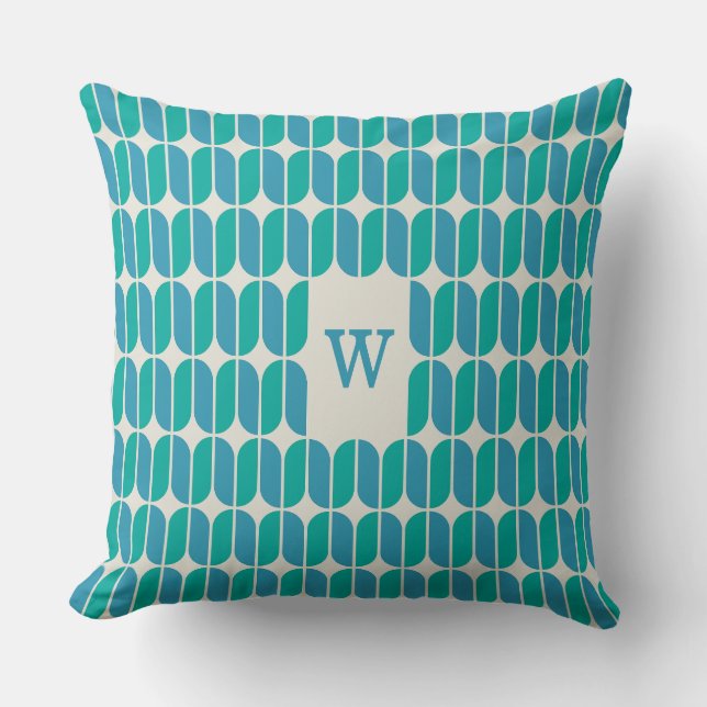 Star Crossed Aquatic Monogrammed Throw Pillow (Front)