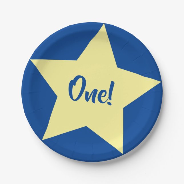 Star Cute Kid's Birthday Party Space Paper Plate (Front)