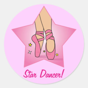 Star Dancer with Ballet Shoes Classic Round Sticker