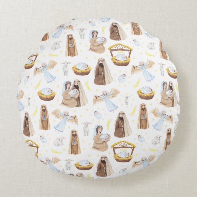 Star de la Nativité de Bethléem Noël Coussin rond (Devant)