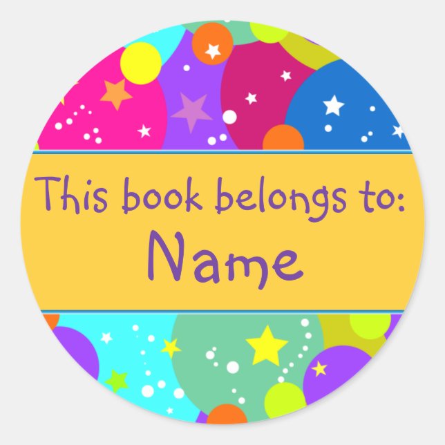 Star Design - Book Plate Classic Round Sticker (Front)