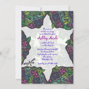 Star & Dragonfly Bar Bat Mitzvah Invitation Invite