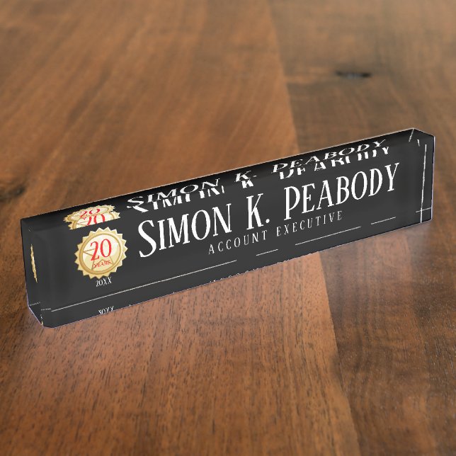 Star employee 20 year anniversary nameplate (Side)