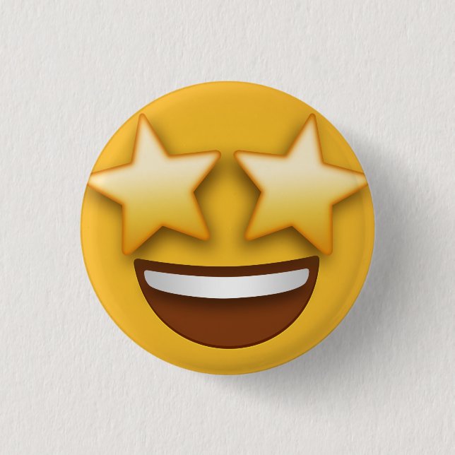 Star Eyes Emoji  1 Inch Round Button (Front)
