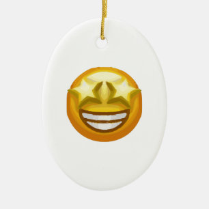 star eyes emoji ceramic ornament