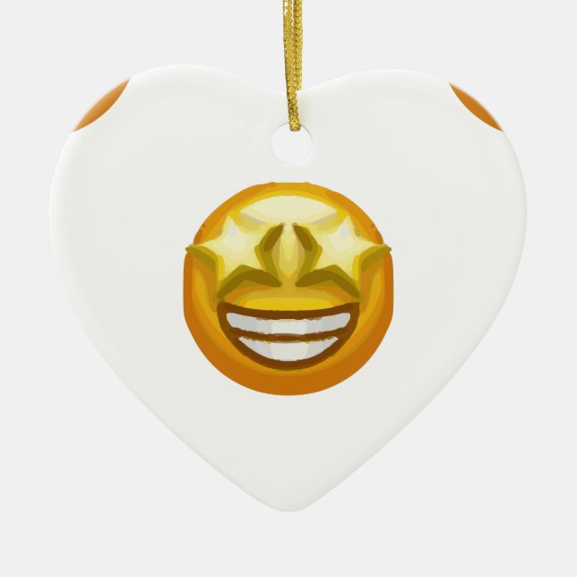 star eyes emoji ceramic ornament (Front)