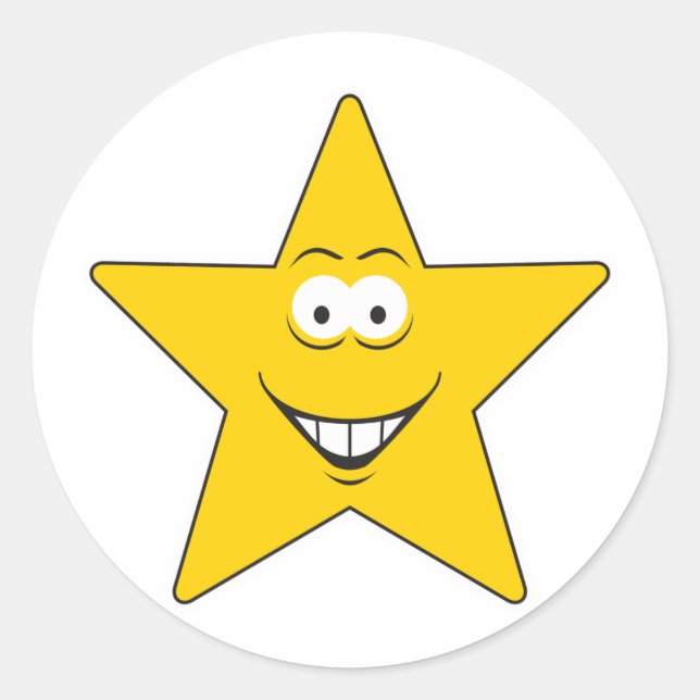 Star Face Classic Round Sticker (Front)