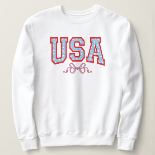 Star-Filled USA Coquette University Sweatshirt