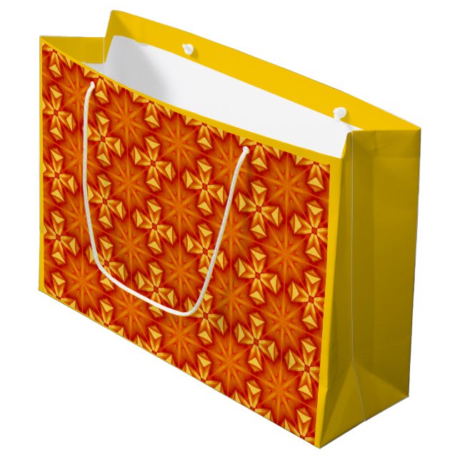 Star, fire, cross, orange and yellow pattern large gift bag (Front Angled)