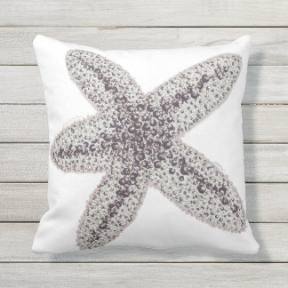 Star Fish - Black and White Outdoor Pillow