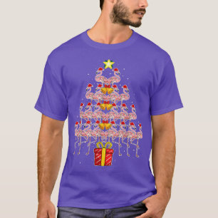 Star Flamingo Christmas Tree Funny Pink Santa Hat T-Shirt