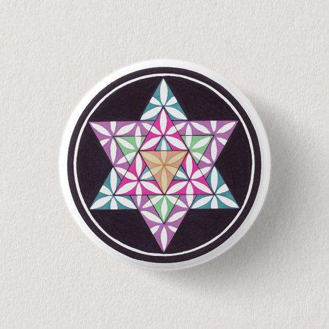 Star Flower 1 Inch Round Button (Front)