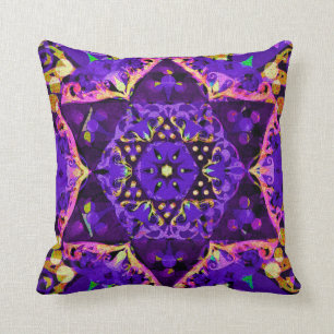 Star Flower Mandala in Purple by Amelia Carrie Throw Pillow