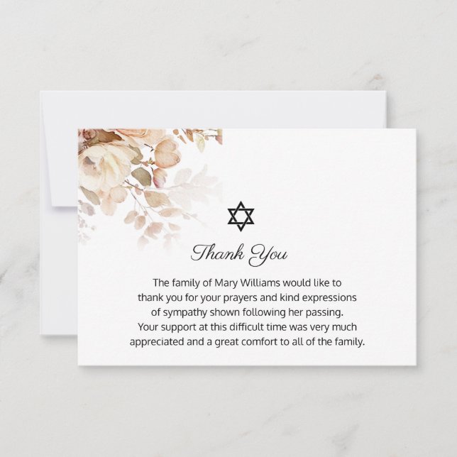 Star funéraire de David Mémorial aquarelle Merci (Devant)