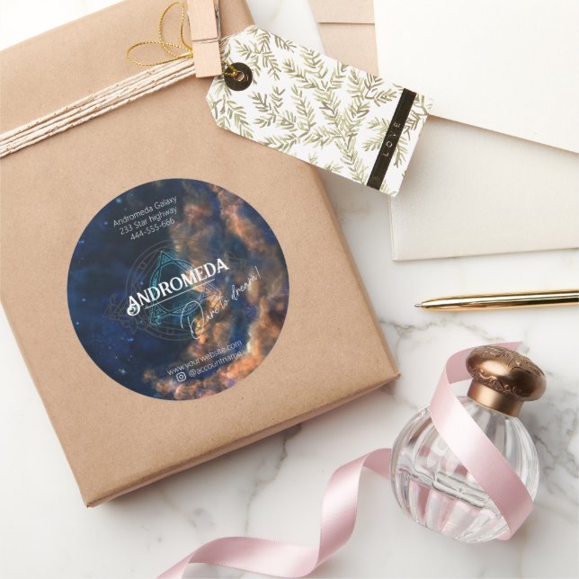 Star galaxy cosmic Business Supplies Packaging Classic Round Sticker (Gifting)