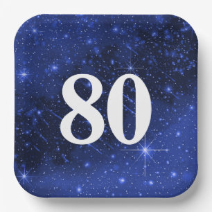 Star Galaxy For 80th Birthday Party Paper Plate