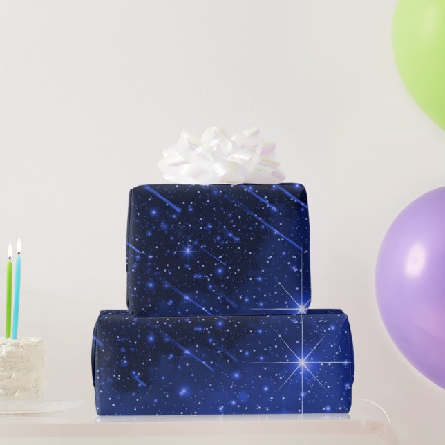 Star Galaxy On Blue  Wrapping Paper (Party Gifts)