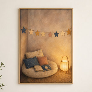 Star Garland Reading Nook Watercolour Poster