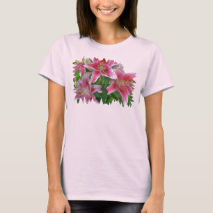 Star Gazer Lilies Pink Spaghetti Strap T-Shirt