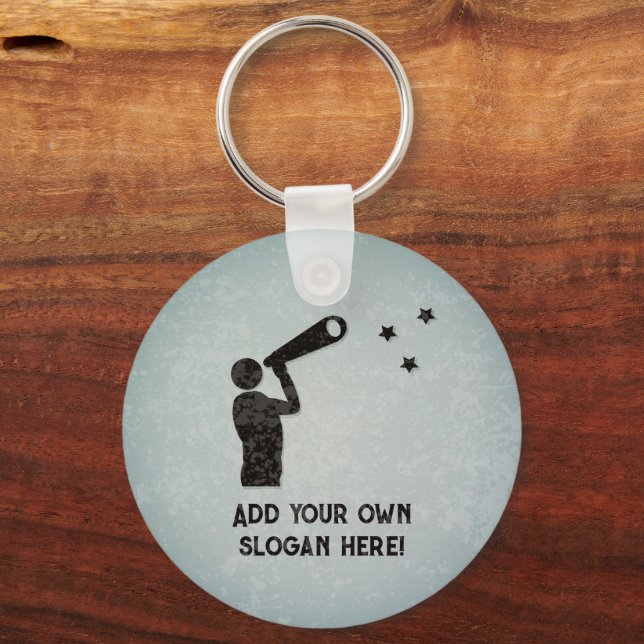 Star-Gazing - Astronomer with Telescope - own text Keychain (Front)