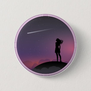 Star Gazing Girl 2 Inch Round Button