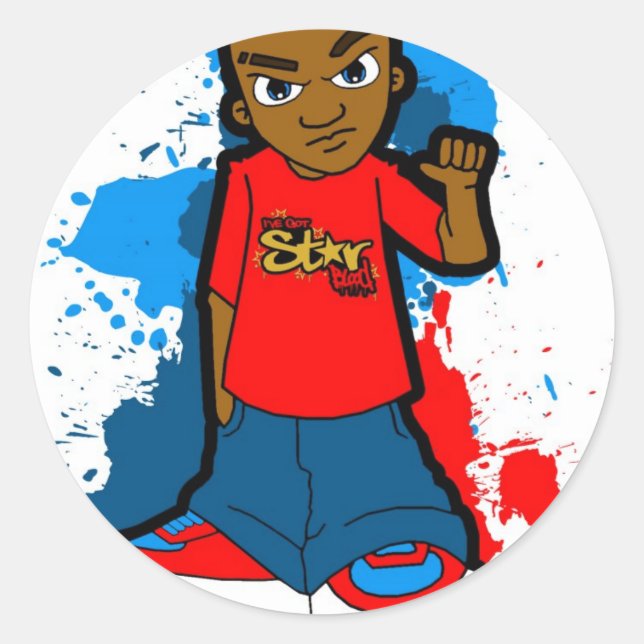 Star Ghetto Gangster street hood style swagger Classic Round Sticker (Front)