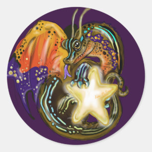 Star Glow Dragon Classic Round Sticker