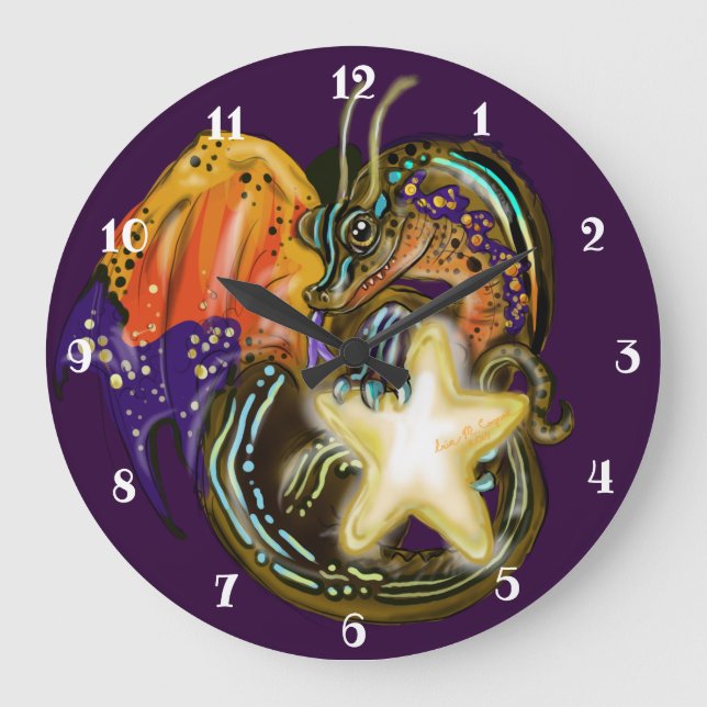 Star Glow Dragon Large Clock (Front)