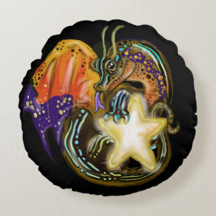 Star Glow Dragon Round Pillow