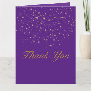 Star gold Flat Thank You holiday card