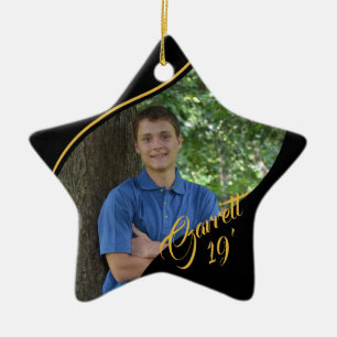 Star Graduate Gold and Black with Year Ceramic Ornament