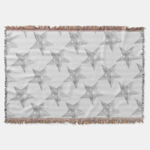 Star Grey and White Modern Pattern Throw Blanket