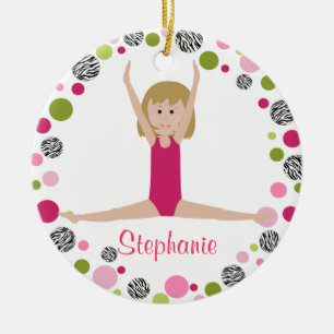 Star Gymnast in Pinks Personalized Ceramic Ornament