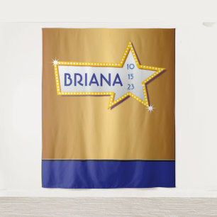 STAR HOLLYWOOD MARQUEE Photo-Op Party Backdrop Tapestry