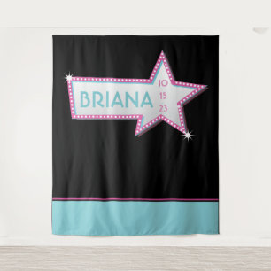STAR HOLLYWOOD MARQUEE Photo-Op Party Backdrop Tapestry