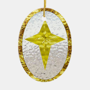 Star in Stained Glass Ceramic Ornament