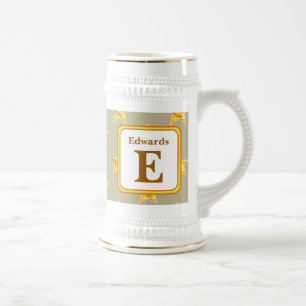 Star Initial E Gold Family Monogram Keepsake Beer Stein