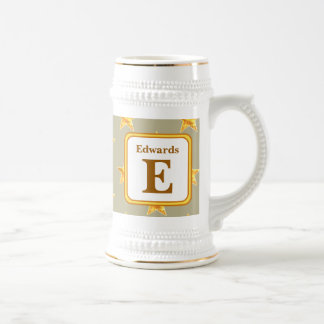 Star Initial E Gold Family Monogram Keepsake Beer Stein