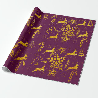 Star Leap Burgundy Wrapping Paper
